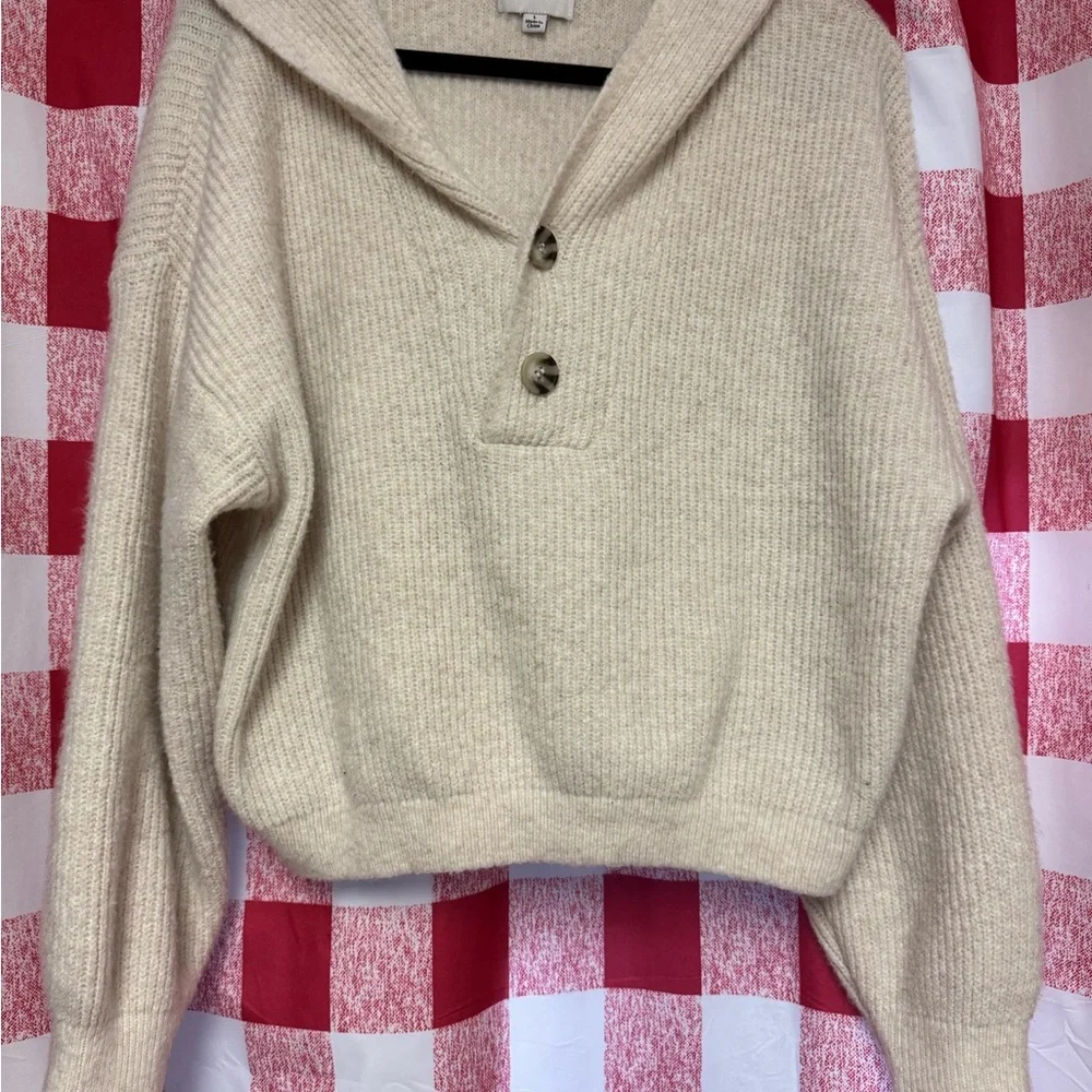 Pink Rose Cream Cowl Neck Sweater - Picture 2 of 6